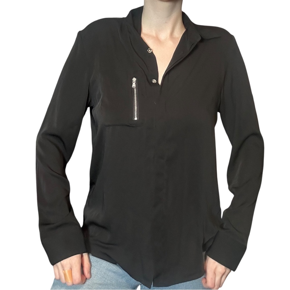 Lauren Ralph Lauren Black Long Sleeve Button Down Shirt Sz M